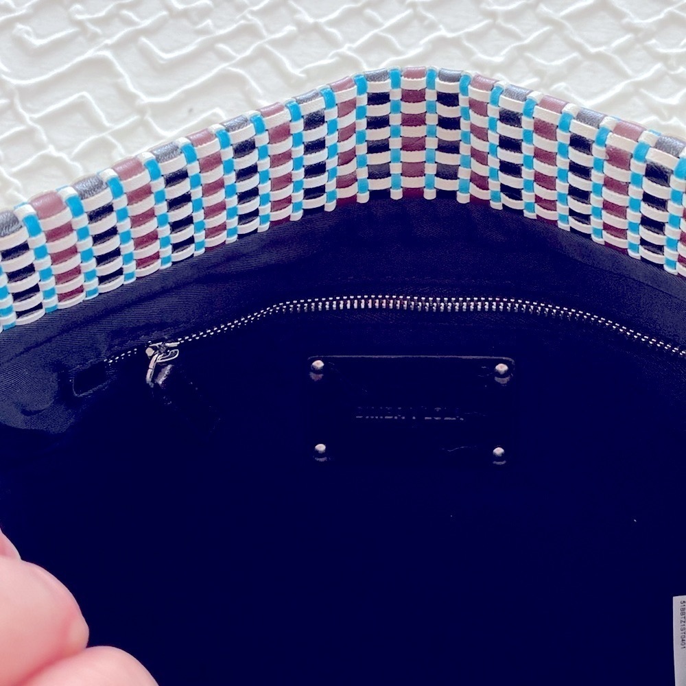 Bimba y Lola Clutch Bag Aqua Teal Black and White Check NWOT - Picture 5 of 9